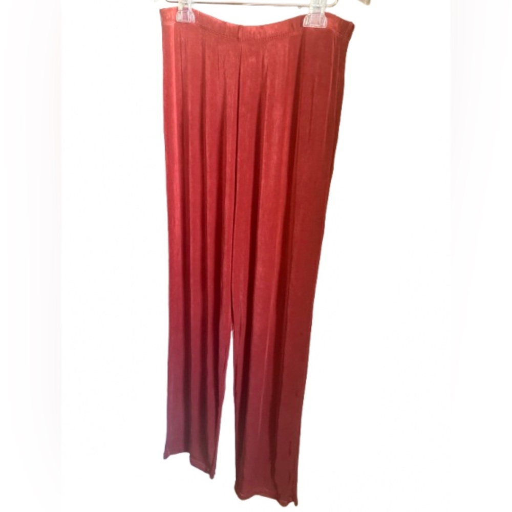 Units Silky Knit Travel Pants Womens XL Terracotta Pull On Wide Leg Acetate